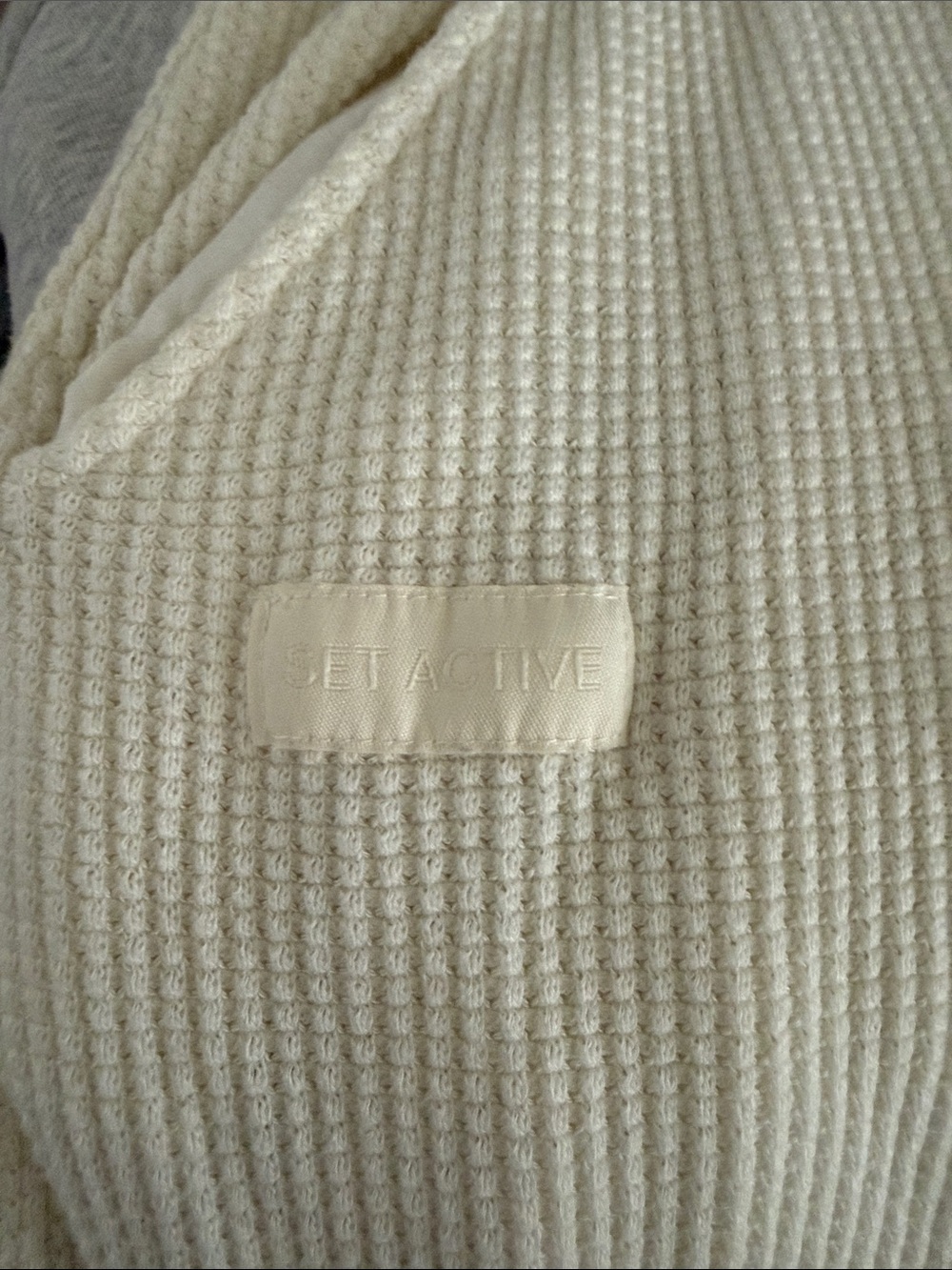 Set Active Cream Lounge Waffle Knit Cami Wide Leg Jumpsuit. XS - Picture 5 of 5